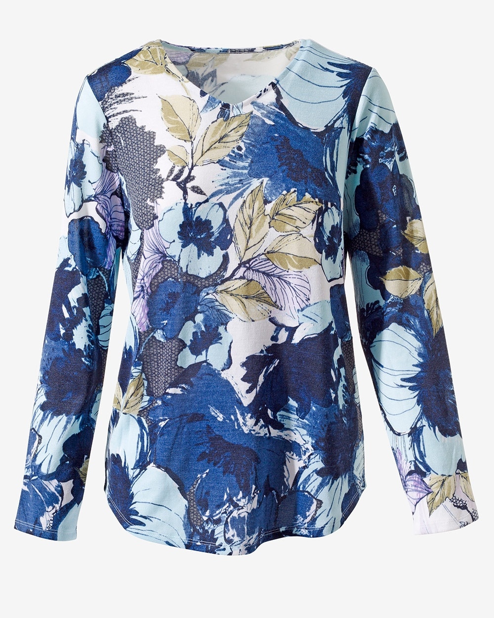 CoziSoft Autumn Floral V-Neck Shirttail Top