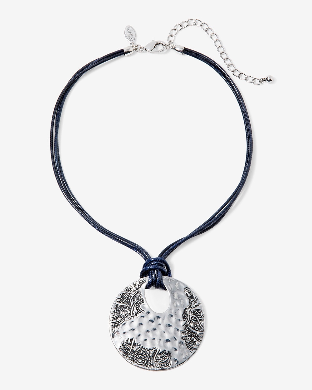 Floral-Etched Metal Pendant Necklace