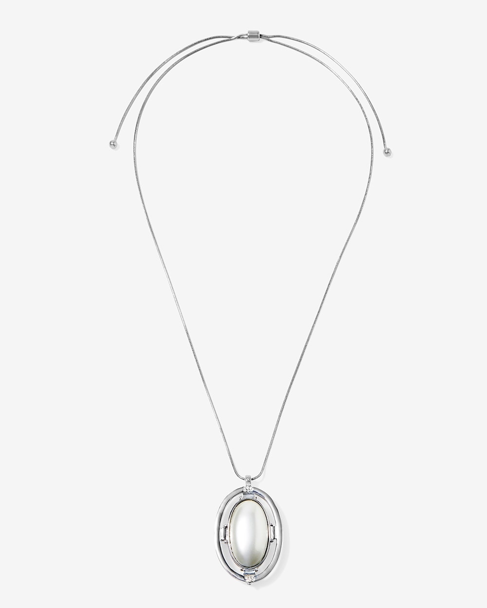 Faux-Pearl Reversible Adjustable Long Pendant Necklace