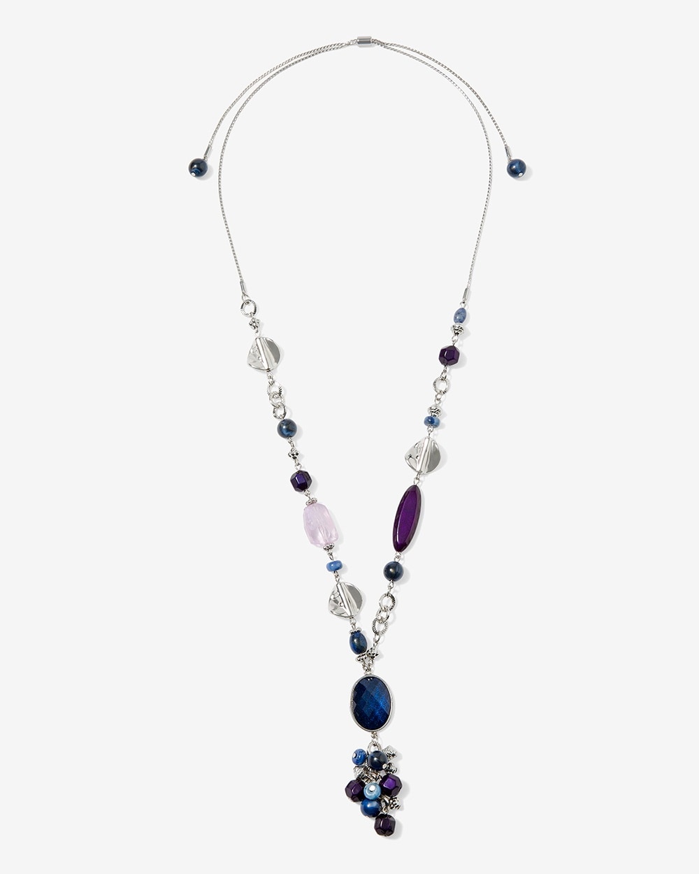 Multi-Mix Adjustable Jeweled-Cluster Pendant Necklace