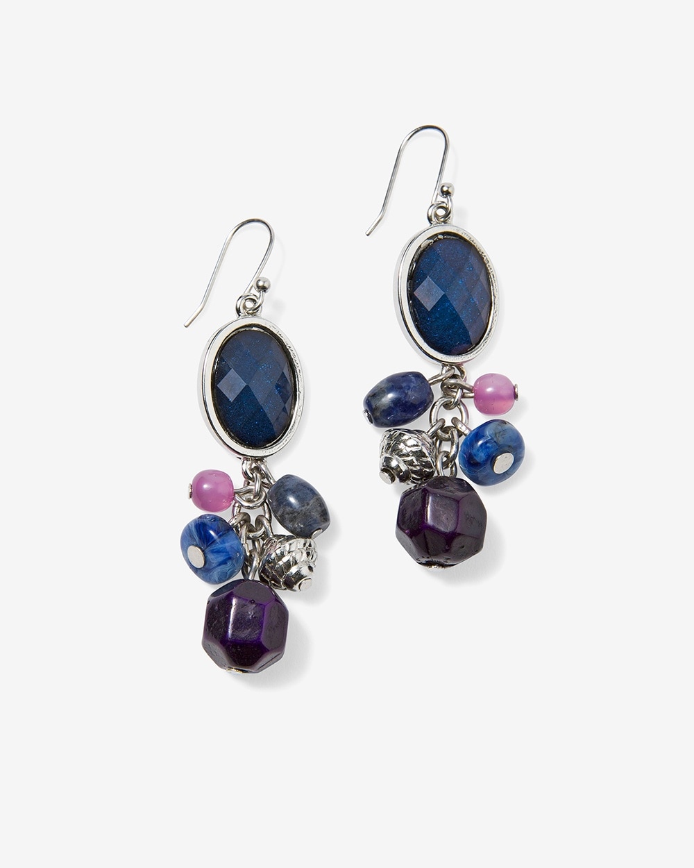 Multi-Mix Jeweled-Cluster Drop Earrings