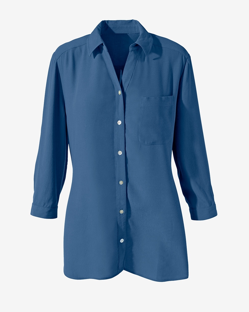 Crepe Texture Modern Utility Button-Down Shirt