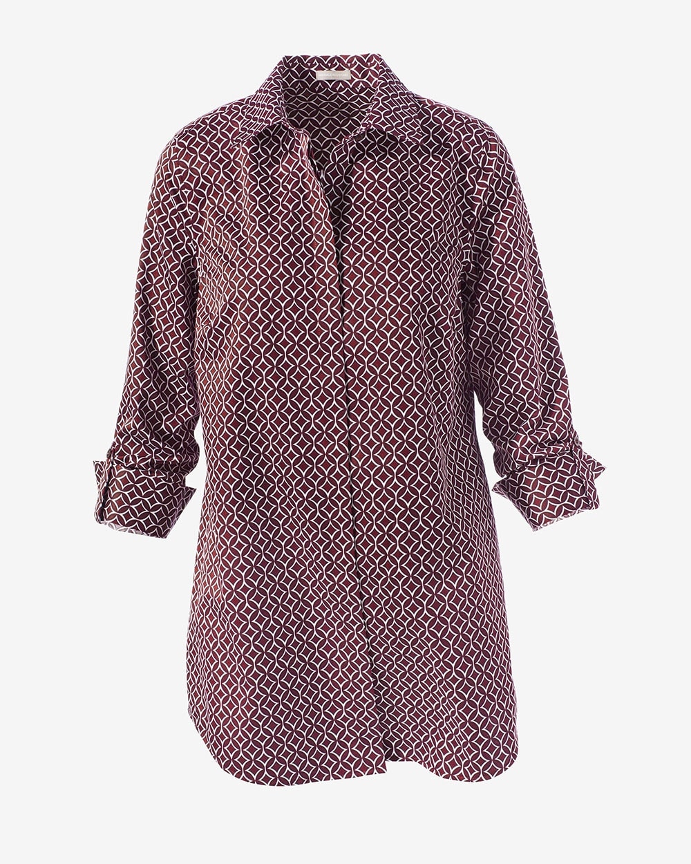 Circle Batik Long Button-Down Shirt