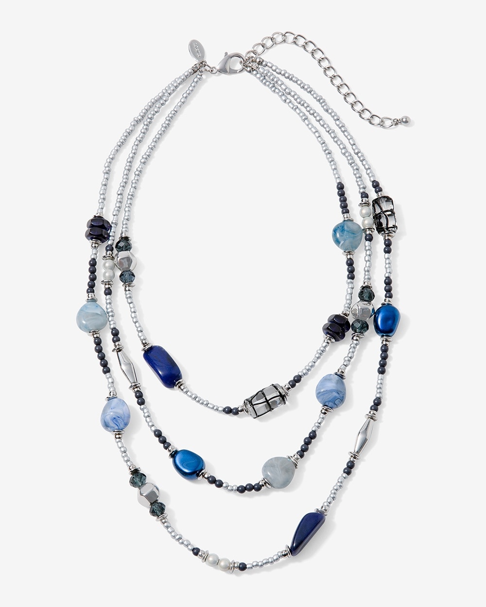 Blue Multi-Bead Illusion Necklace