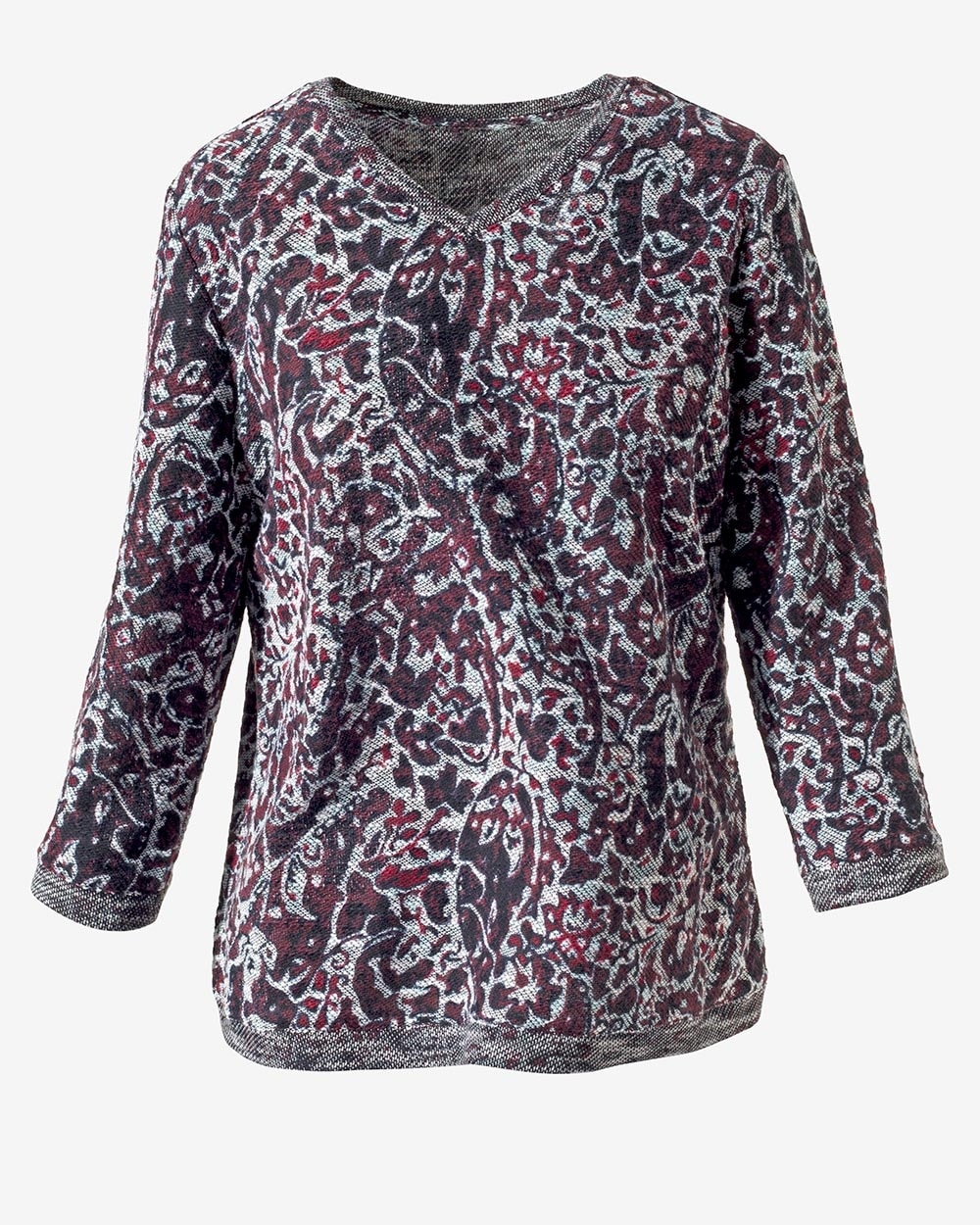 Weekends Winter Paisley V-Neck Long Top