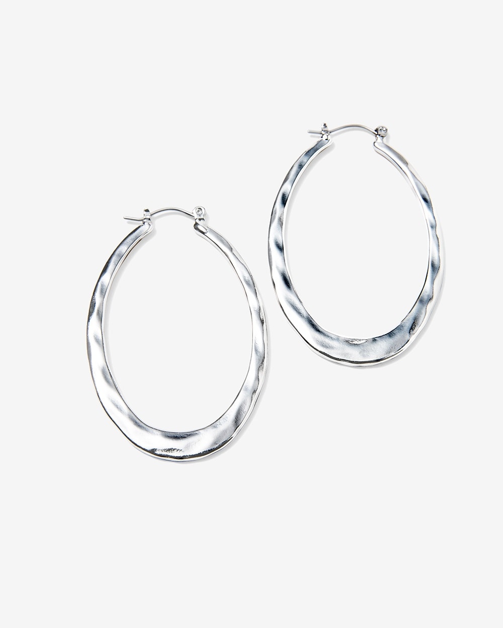 Hammered Oval Hoop Earrings
