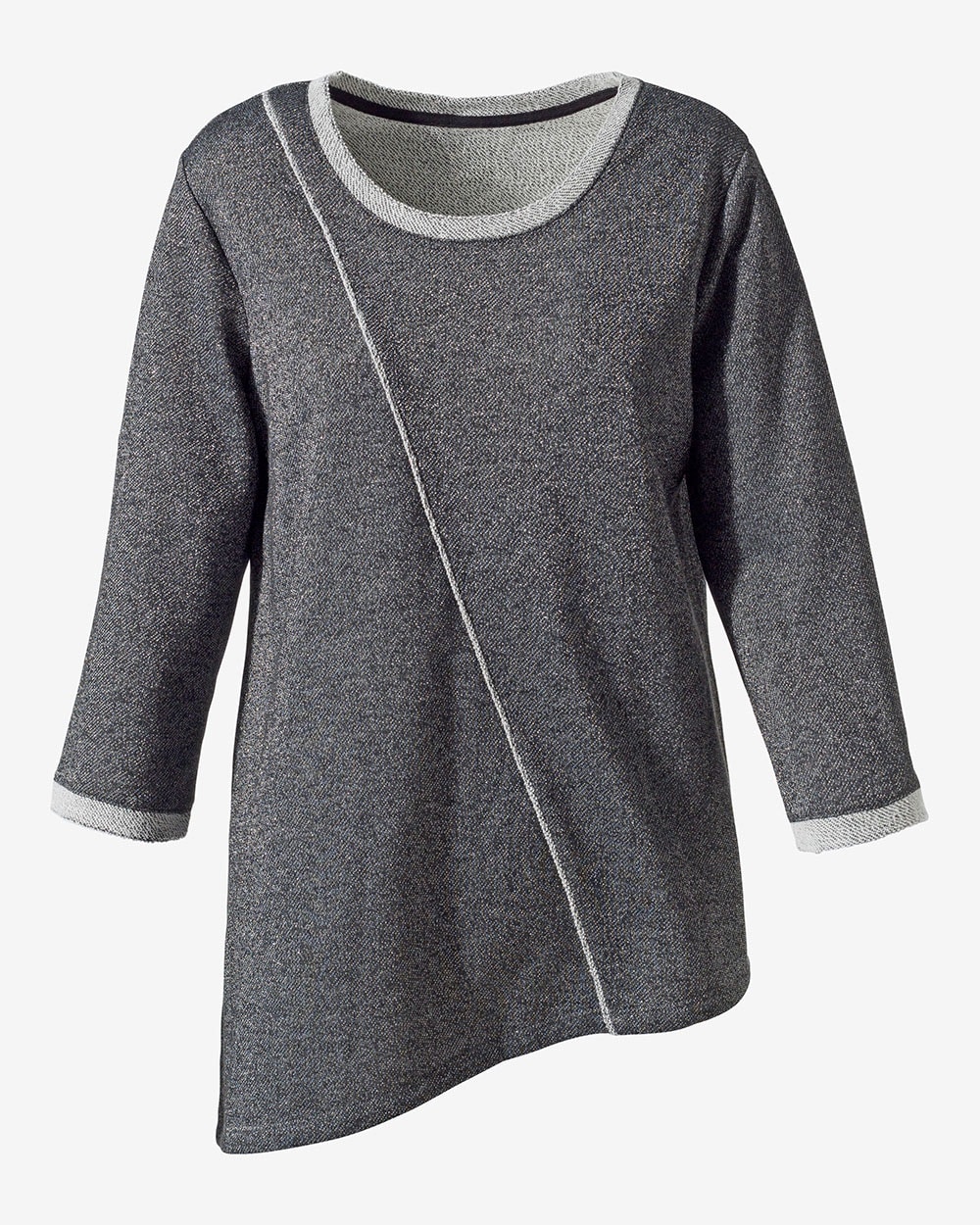 Weekends So Glam French Terry Asymmetrical Tunic Top