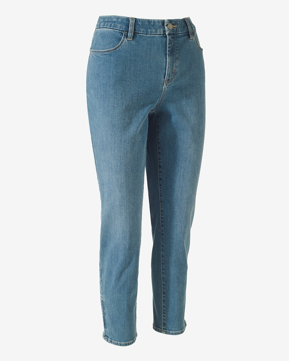 Perfect Stretch Girlfriend Ankle Zip-Detail Jeans