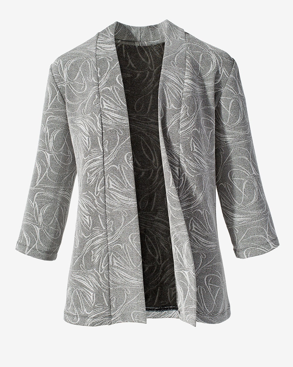 Easywear Silver Strokes Textured 3/4-Sleeve Jacket