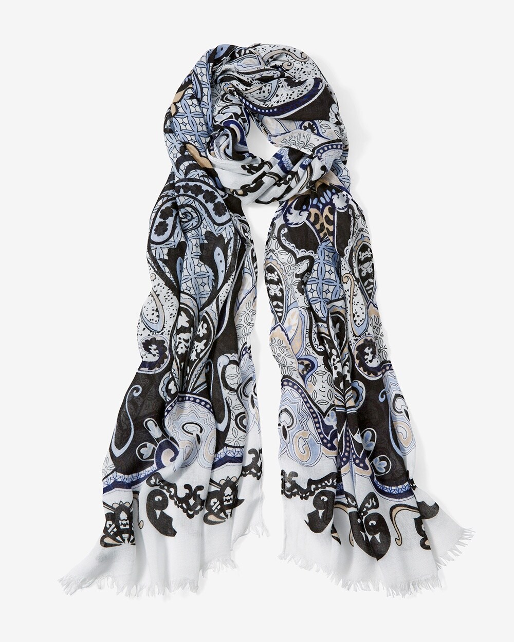 Mixed-Print Oblong Scarf