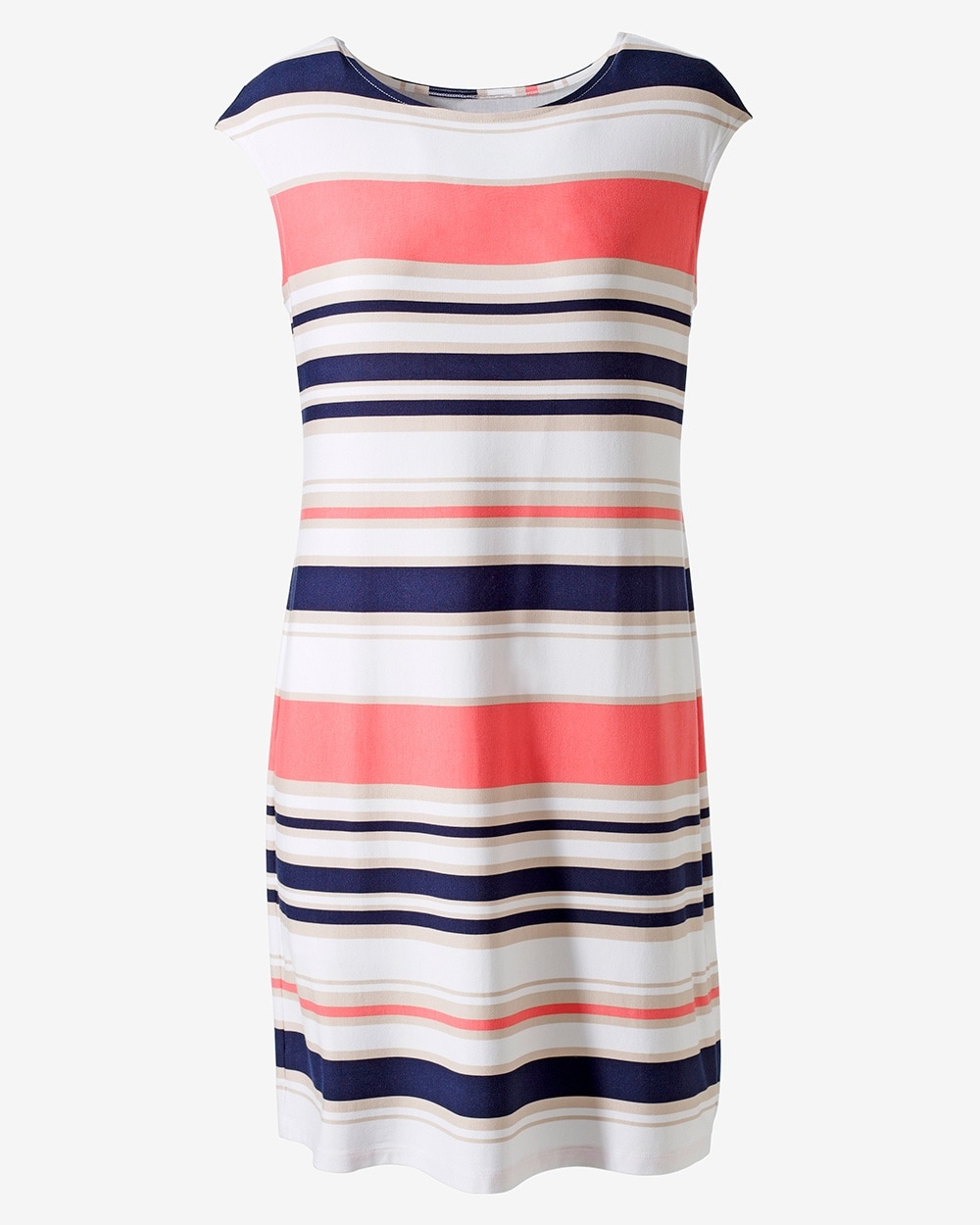Multi-Stripe Boat-Neck Dress