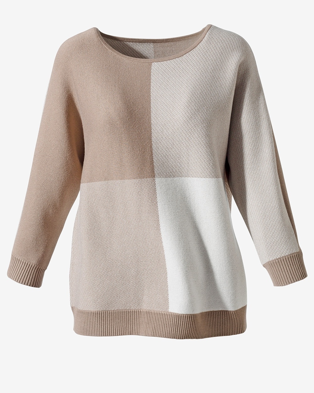 Colorblock Dolman-Sleeve Pullover Sweater