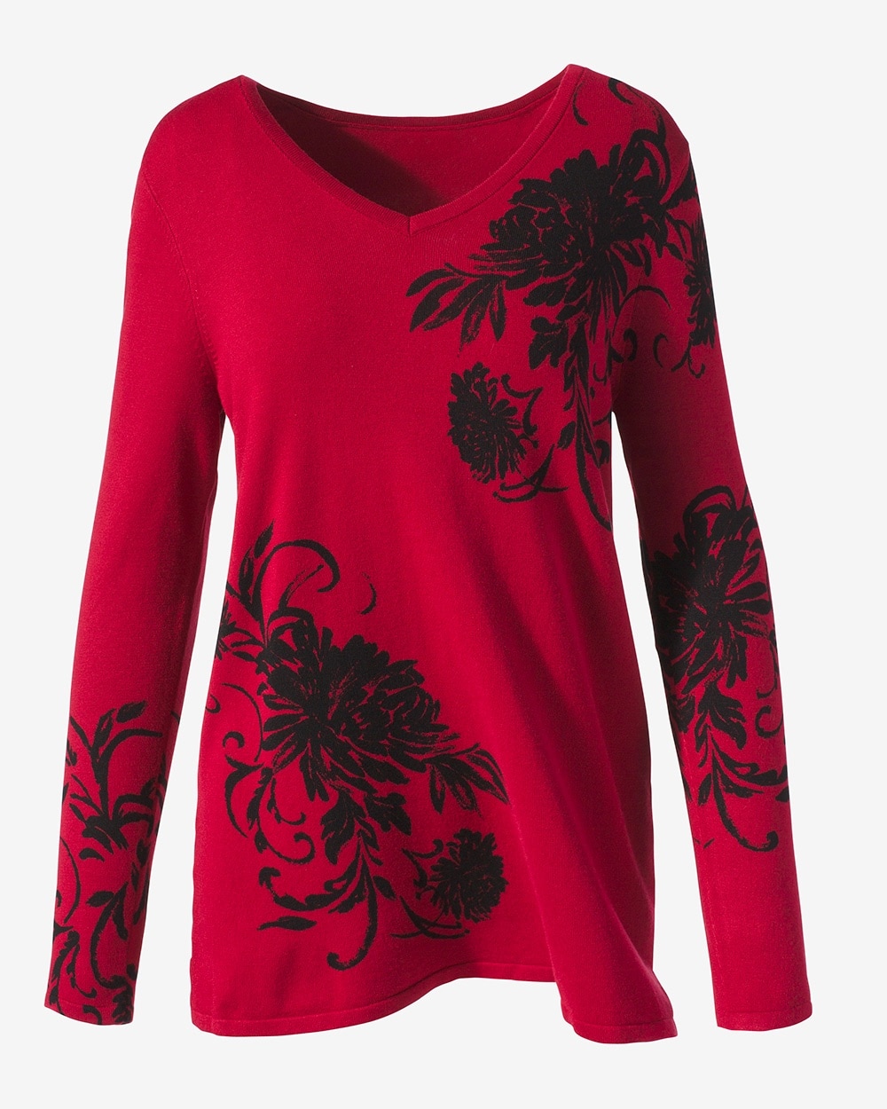 Byzantine Floral V-Neck Tunic Sweater