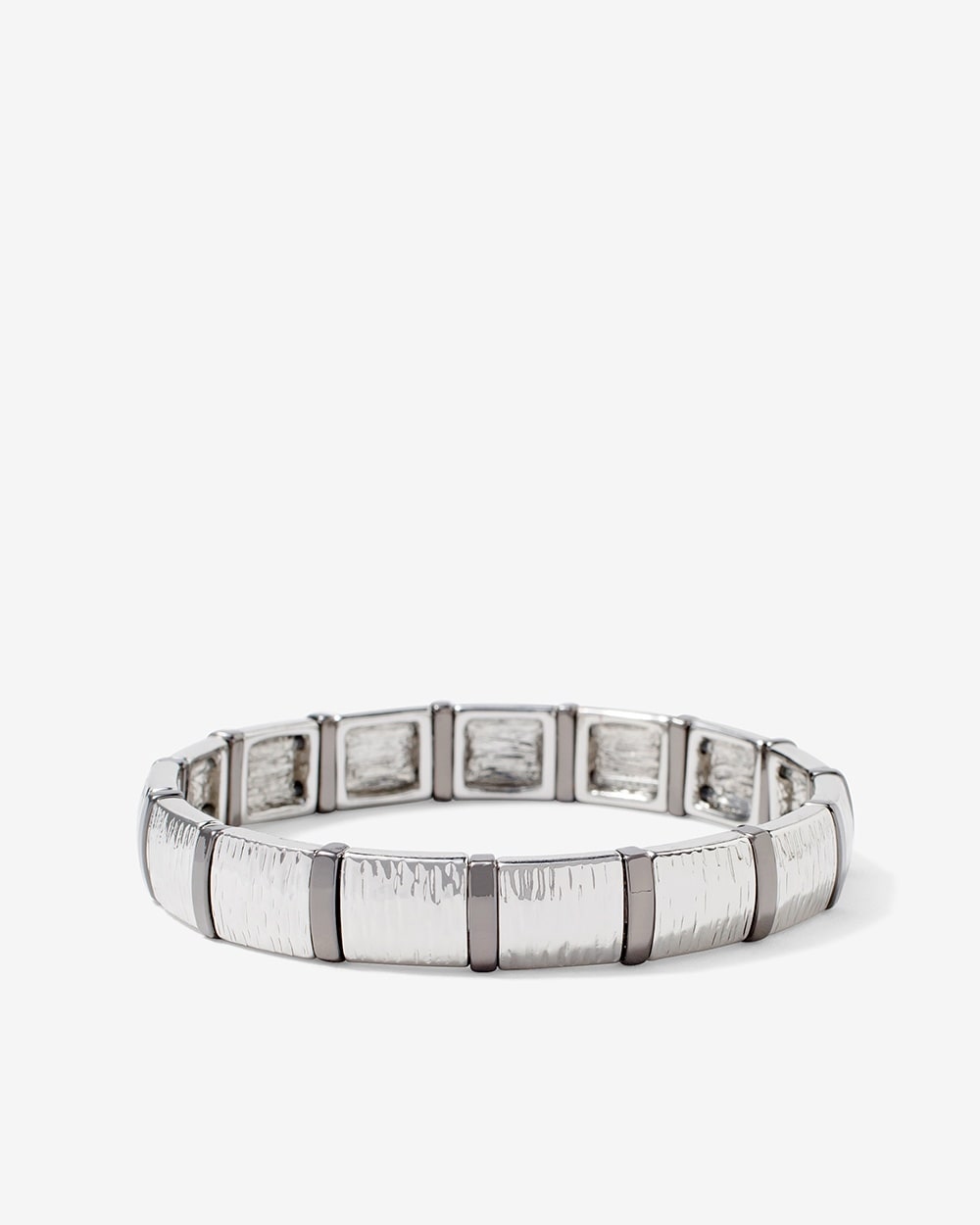 Silver Textured Lines Mix-N-Match Stretch Bracelet