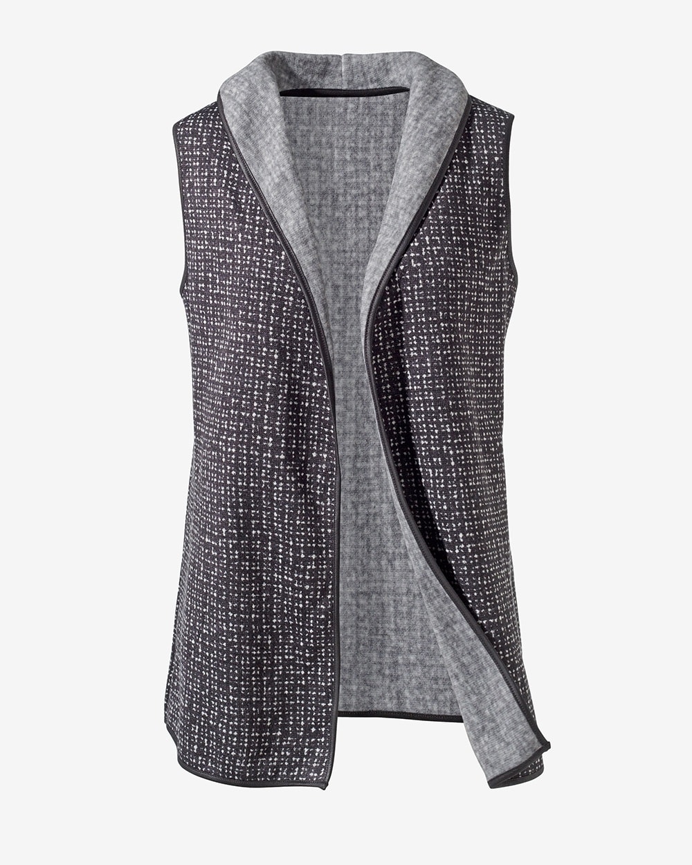 Printed Fleece Solid-Trim Vest