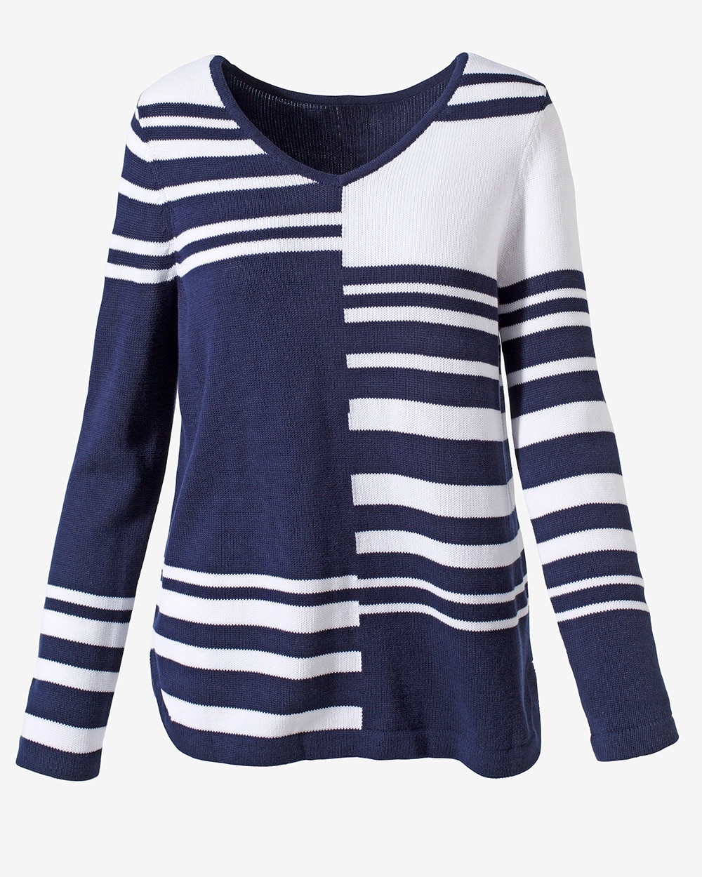 Variegated Stripe V-Neck Sweater