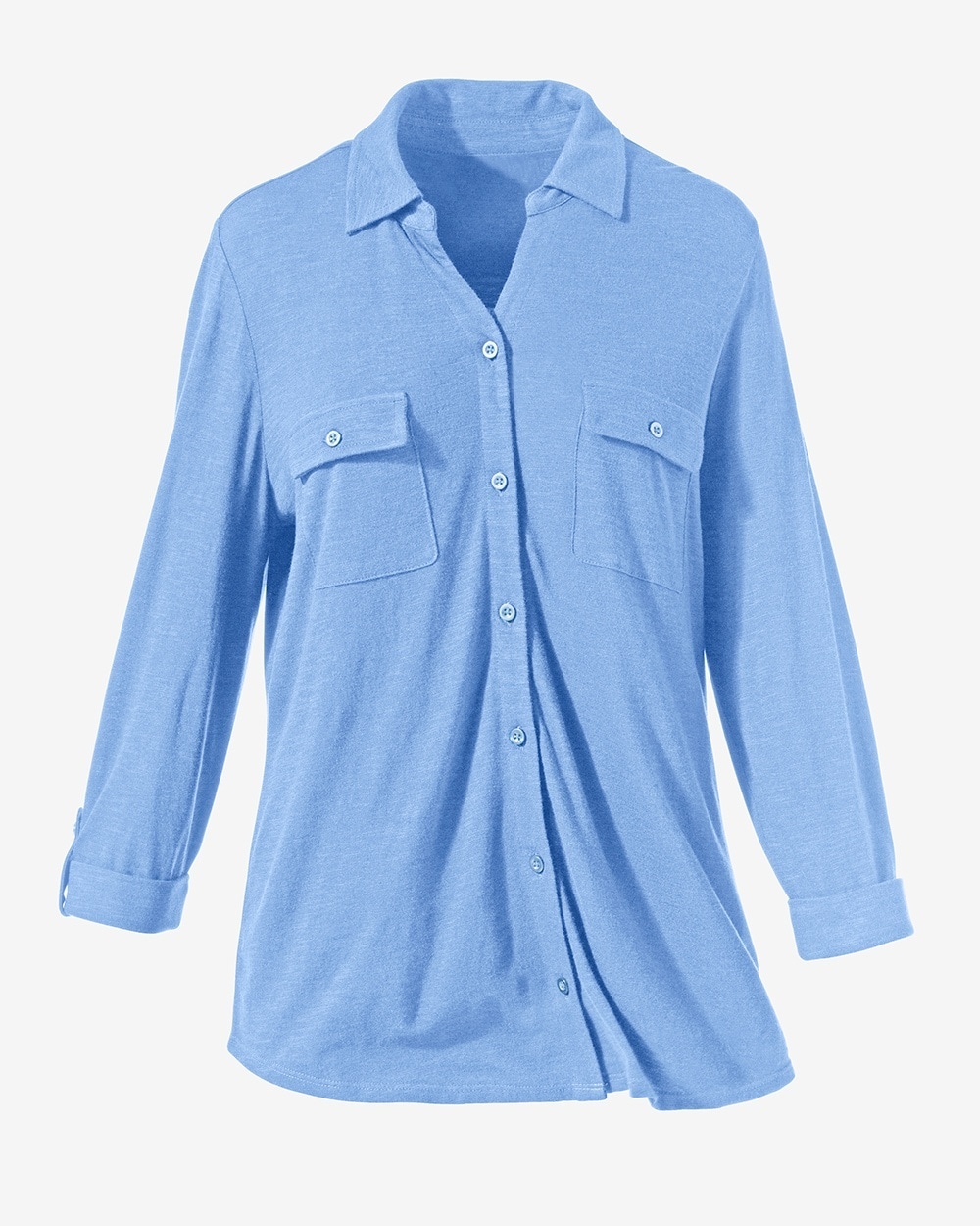 Soft 3/4-Sleeve Button-Down Shirt