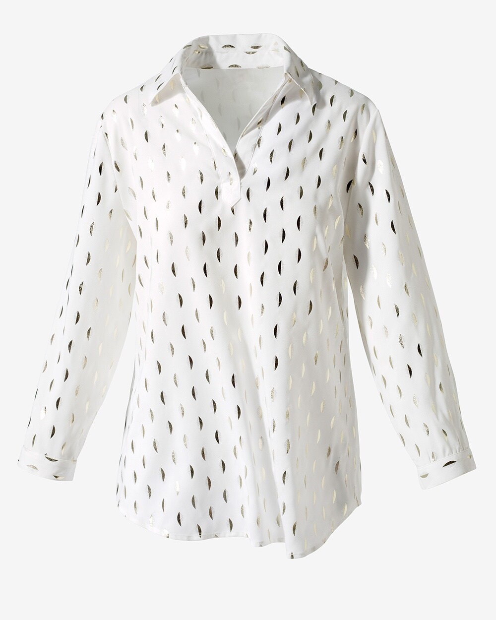 Cascading Foil Dots Collared Top