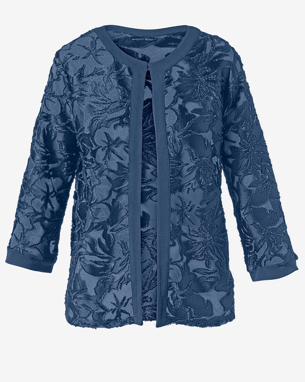 Easywear Floral Burnout 3/4-Sleeve Jacket