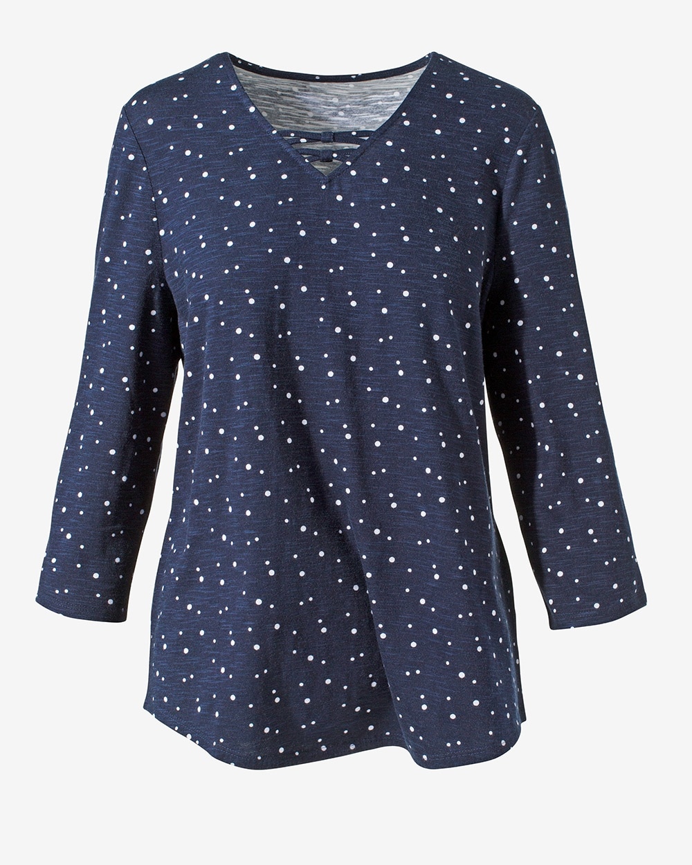 Scattered Dots Bow 3/4-Sleeve Top