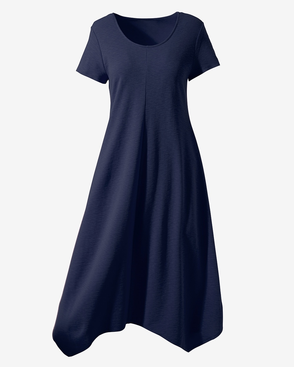 Solid Short-Sleeve Midi Dress