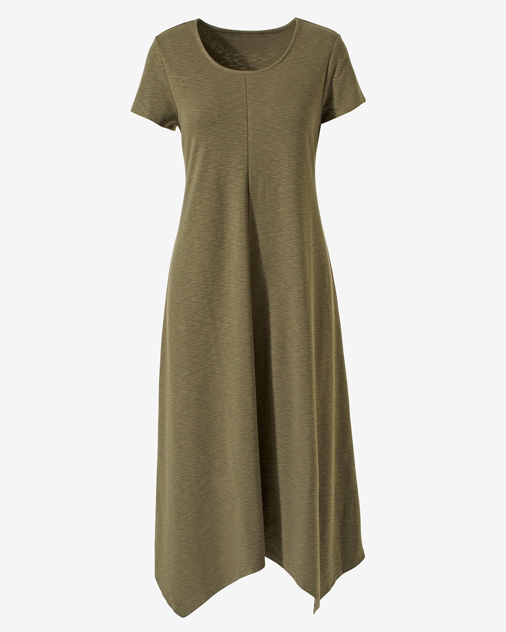 Solid Short-Sleeve Midi Dress