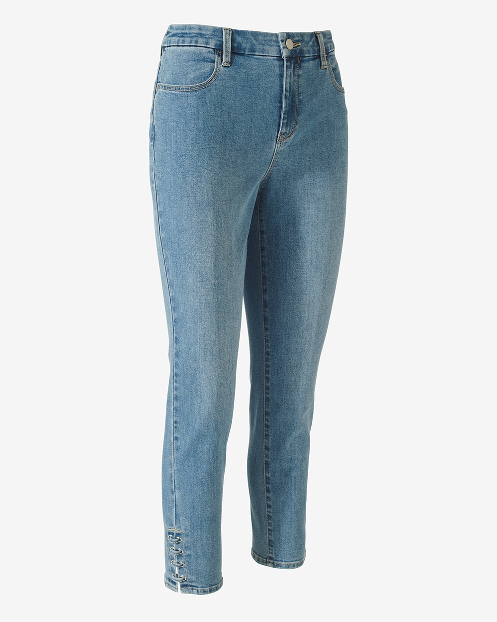 Perfect Stretch Lace-Up Girlfriend Ankle Jeans