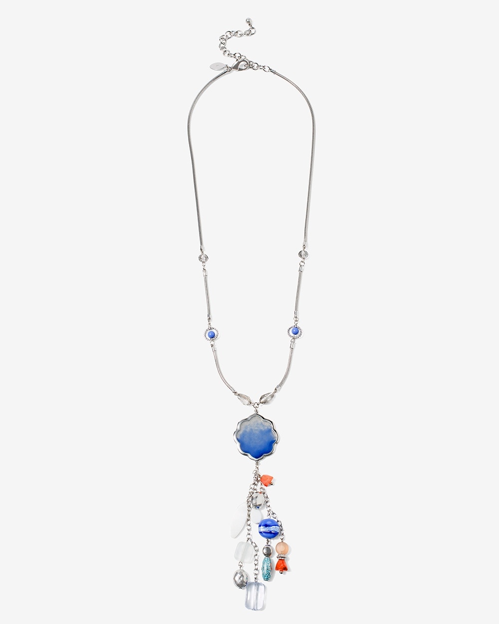Ombre Resin Beaded Tassel Pendant Necklace