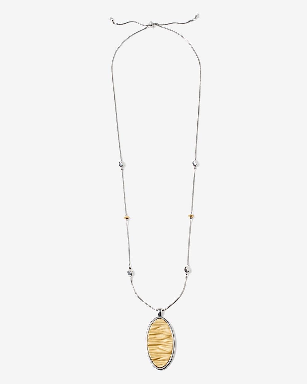 Gold Wave Textured-Pendant Adjustable Necklace
