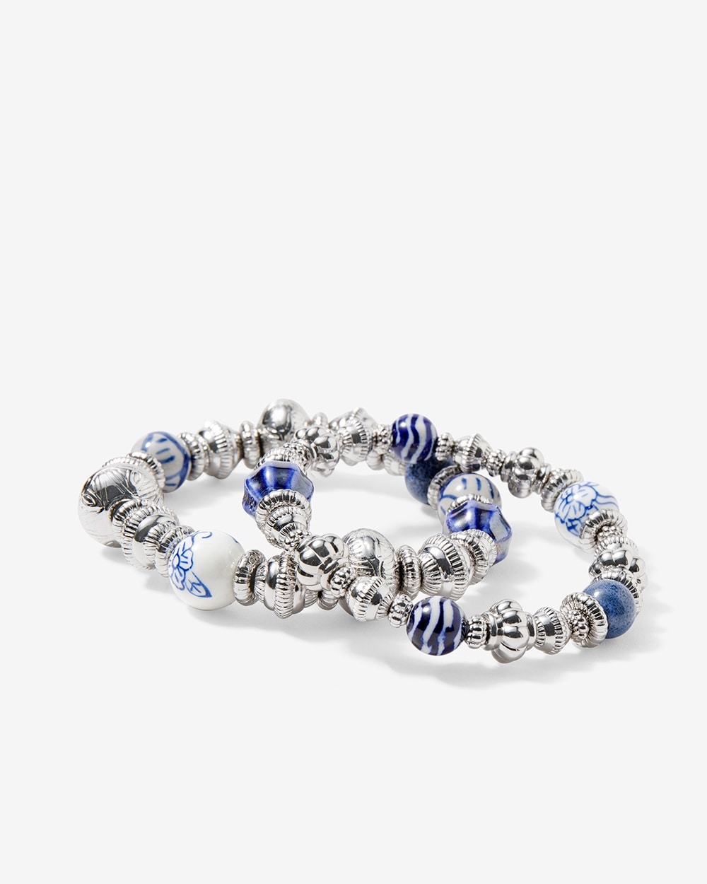 Vintage Blue Ceramic Bead Stretch Bracelet