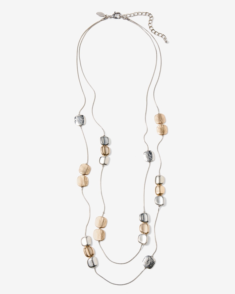 Square Mix Textured Metal Multistrand Necklace