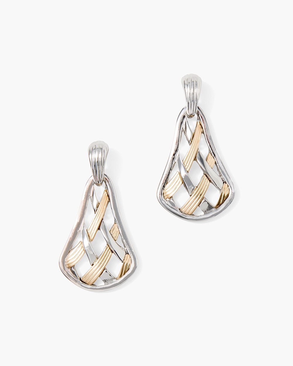 Basket-Weave Metal Drop Earrings