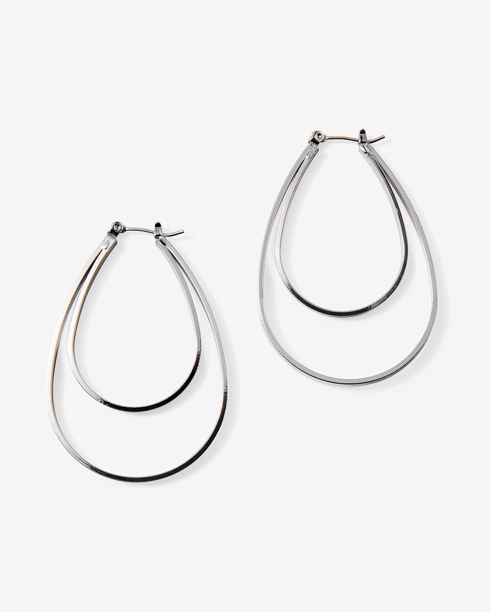 Double Loop Hoop Silver-Tone Earrings