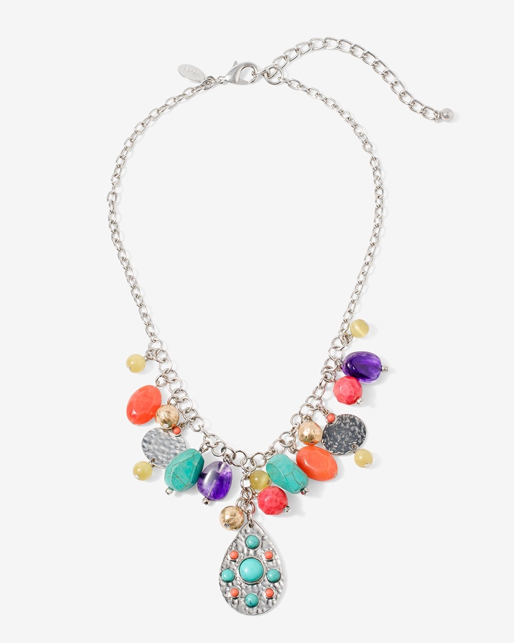 Bright Mix Beaded Charm Pendant Necklace