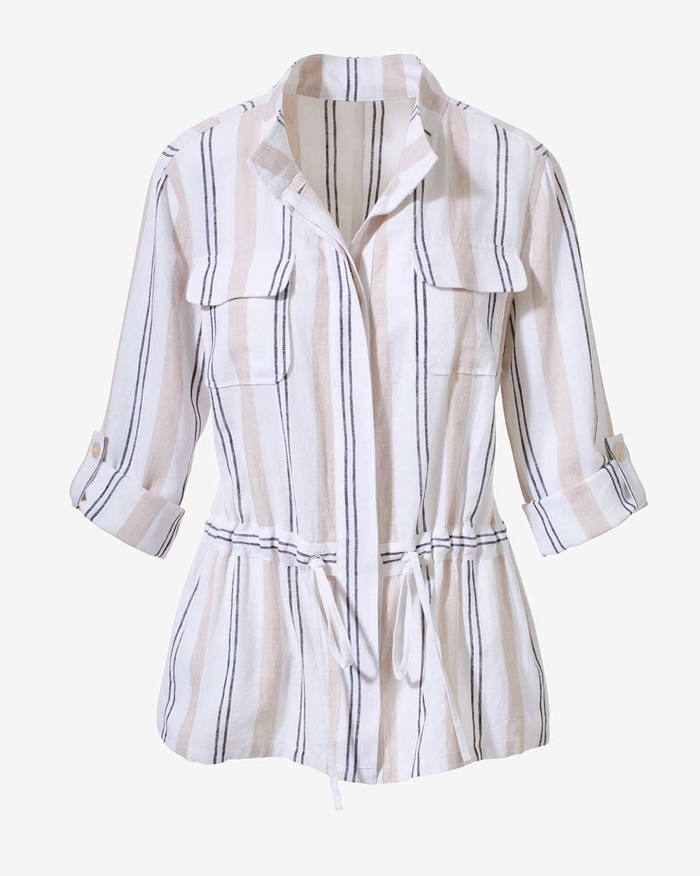 Uplifted Stripe Linen-Rich Jacket