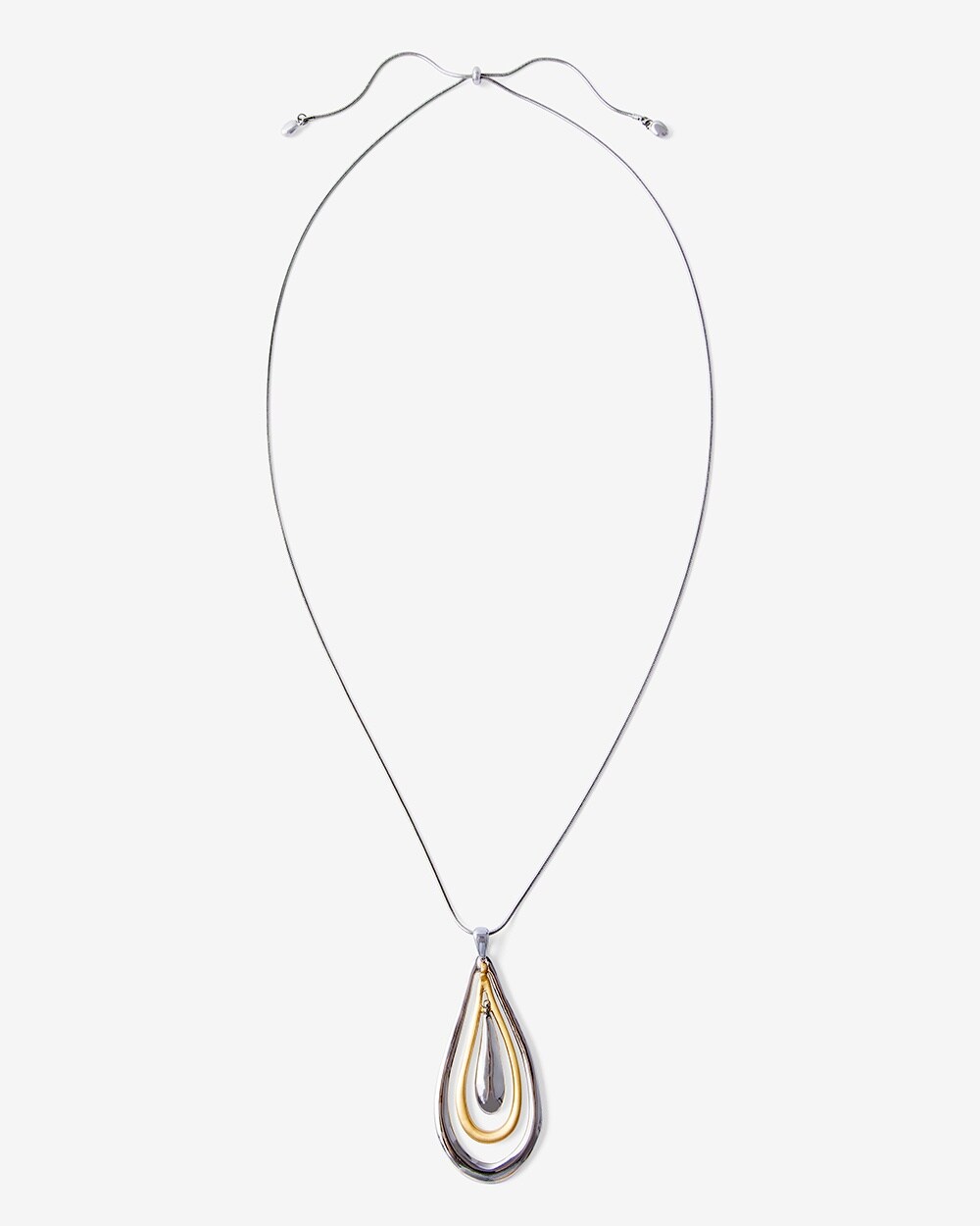 Waterdrop Adjustable Mixed-Metal Pendant Necklace