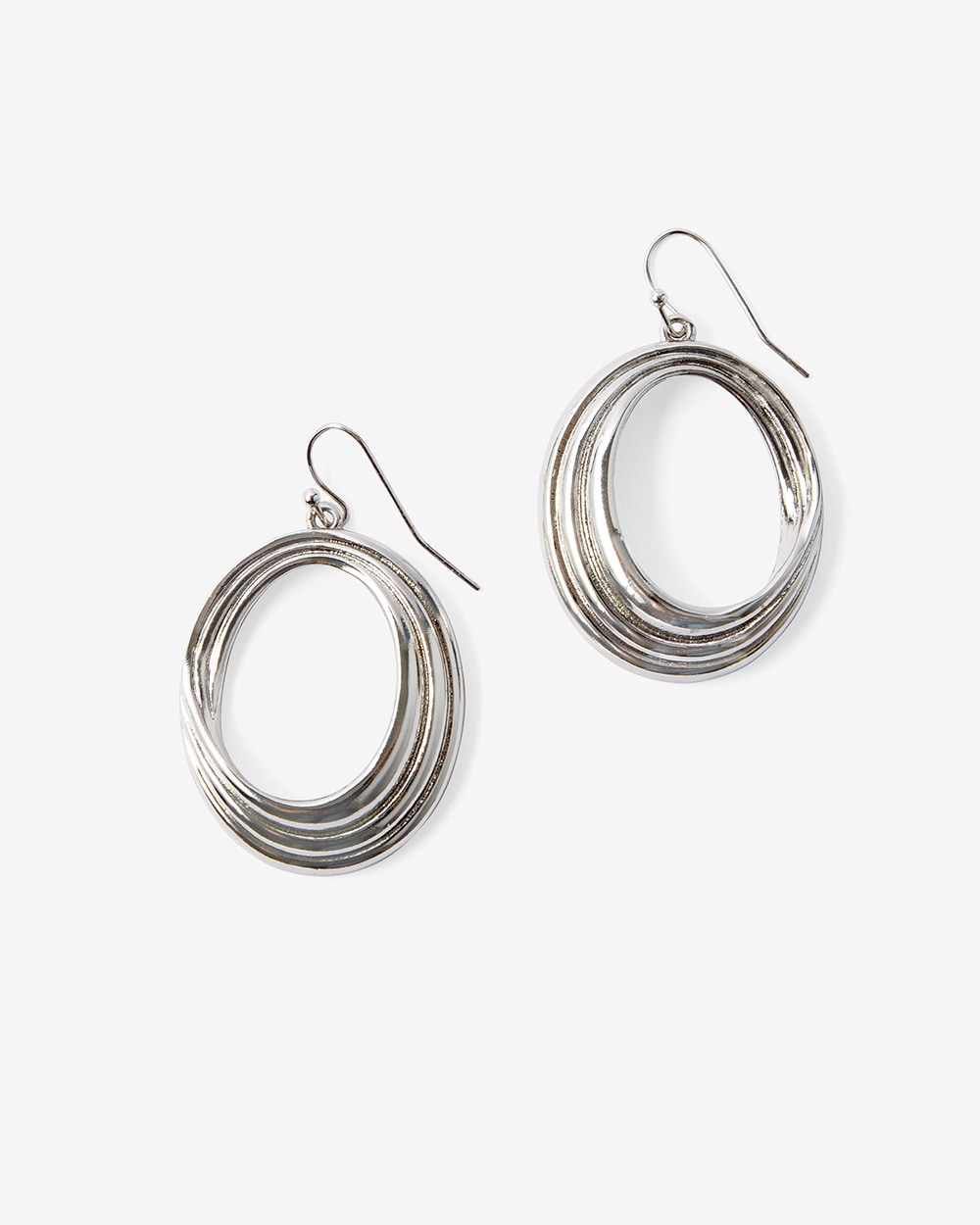 Wavy Oval Metal Drop Earrings