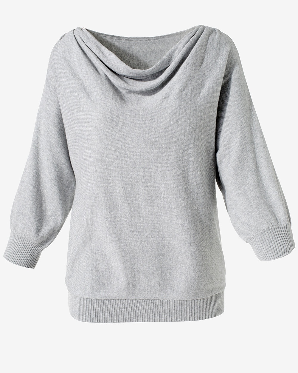 Soft Drape-Neck 3/4-Sleeve Pullover