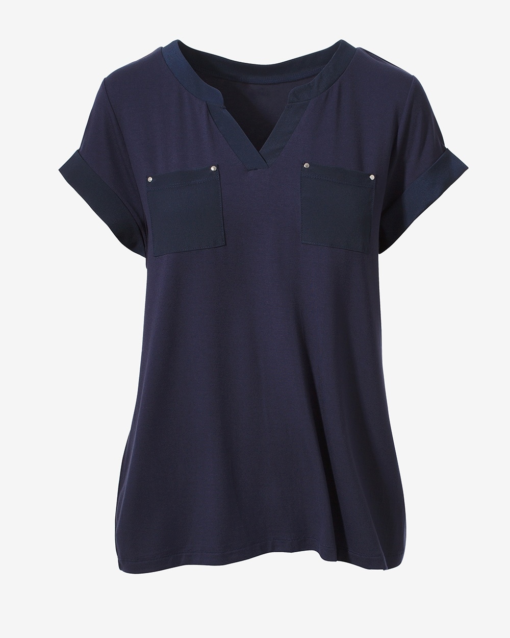 Woven-Pocket Pullover Tee
