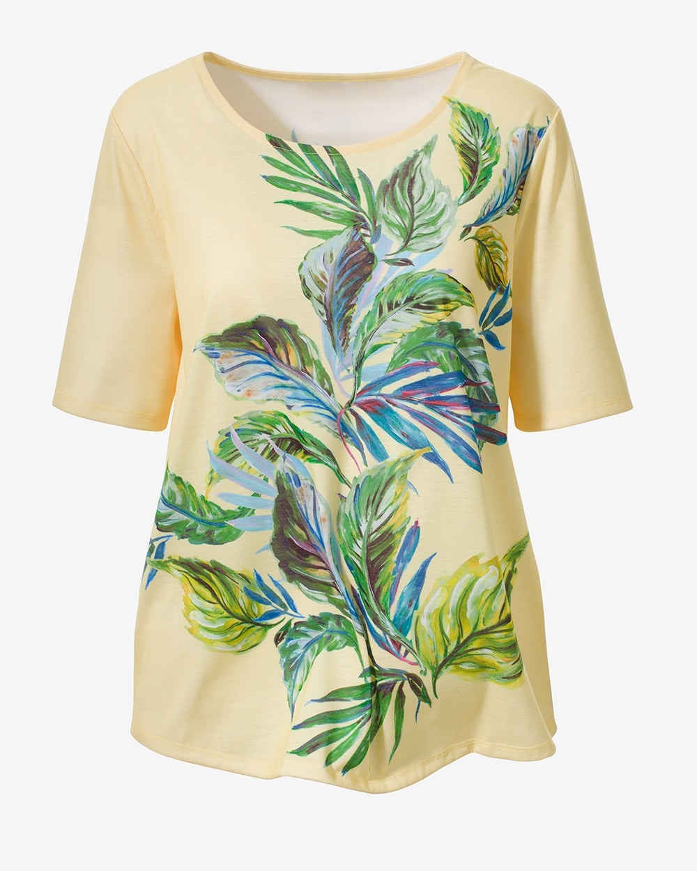 Breezy Leaves Scoop-Neck Shirttail Tee