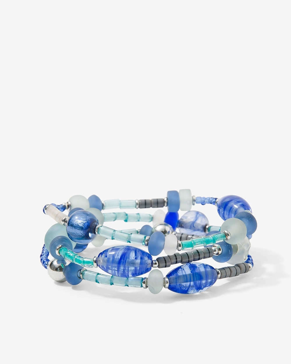 Sea-Glass Mix Beaded Stretch Bracelet