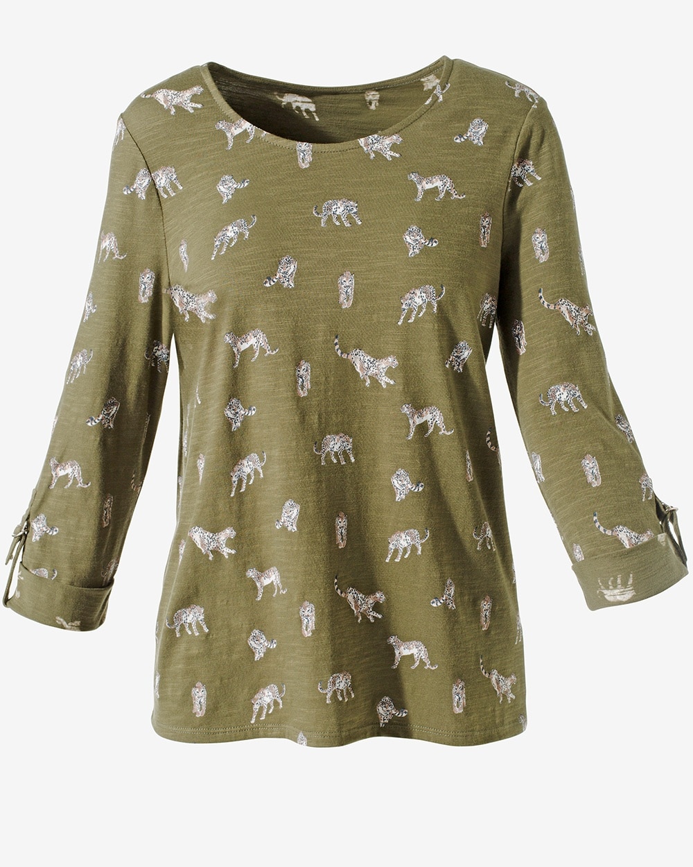 Prowling Leopard Soft Rolled-Sleeve Tee