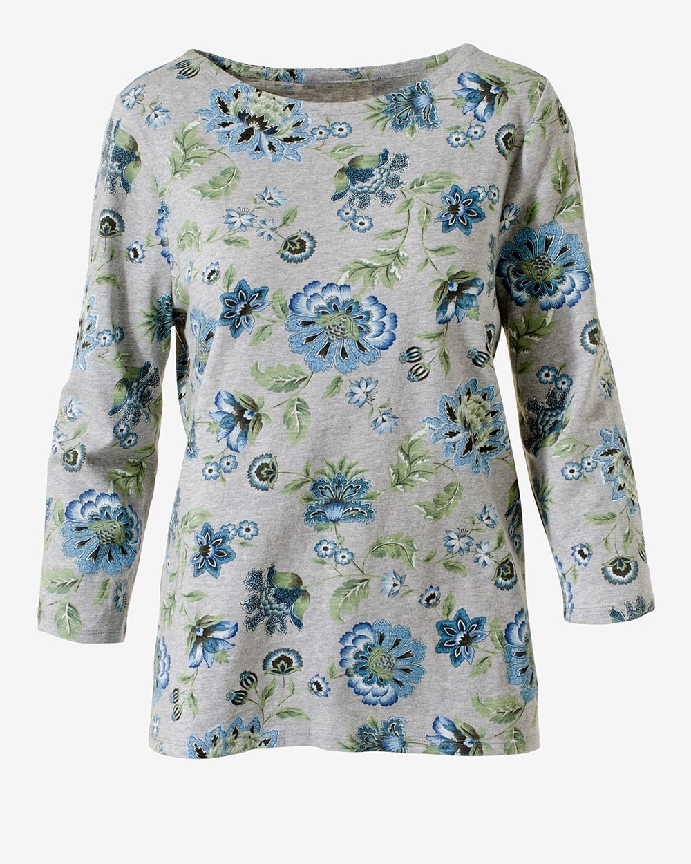 Tranquil Floral Boat-Neck Tee