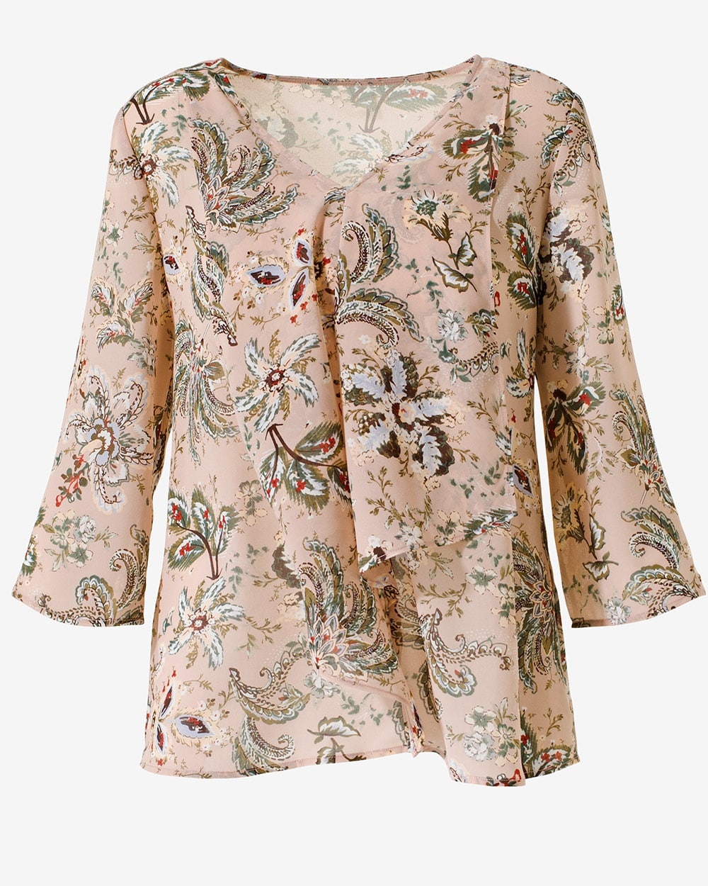 Paisley Party Draped-Front Pullover