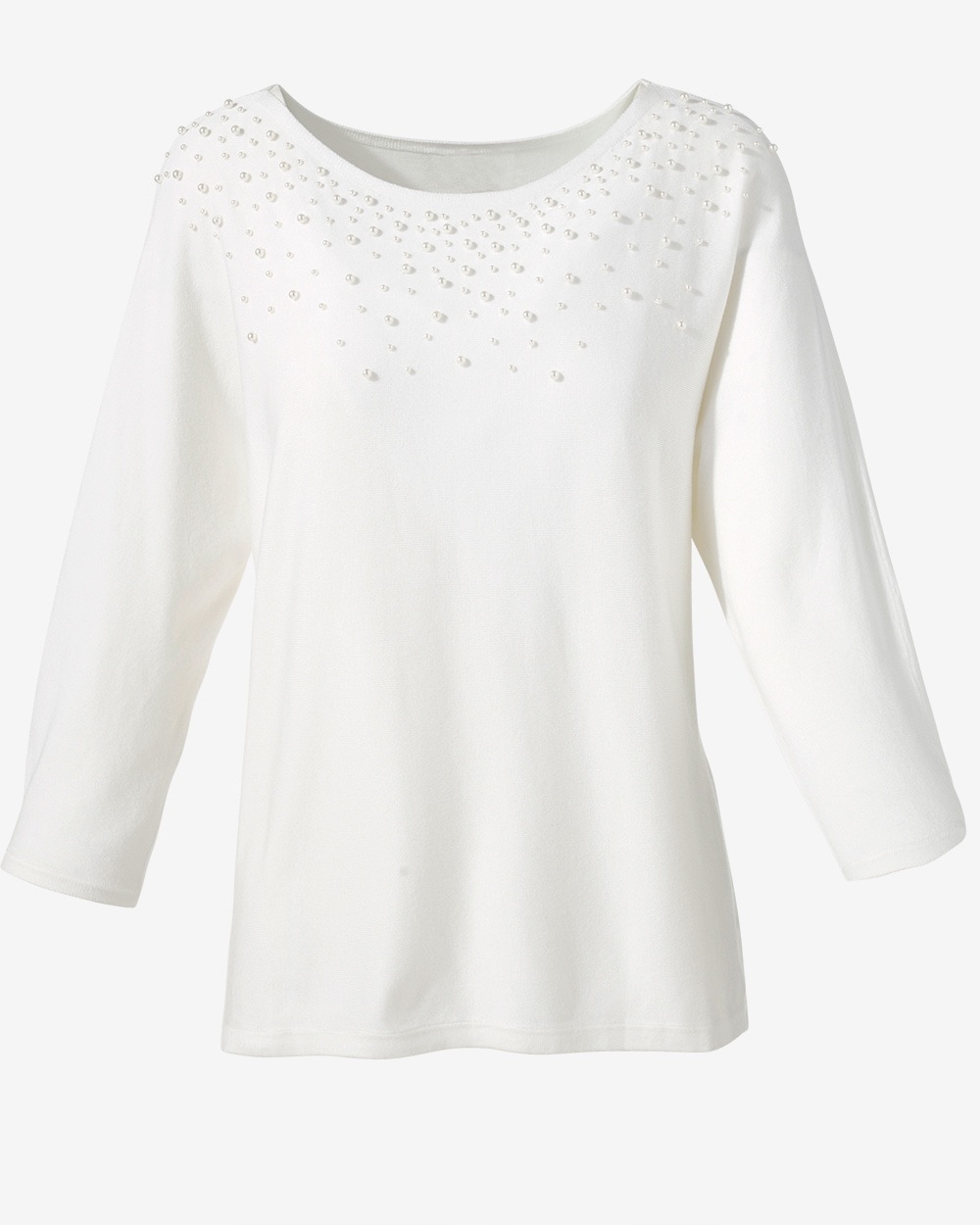 Faux-Pearl 3/4-Sleeve Pullover