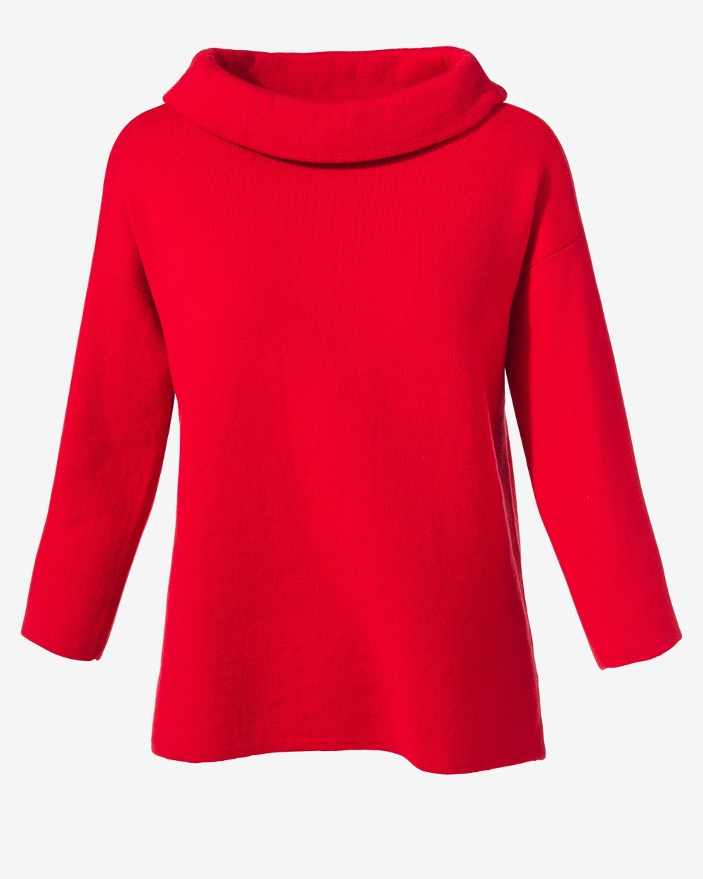Classic Funnel-Neck 3/4-Sleeve Pullover