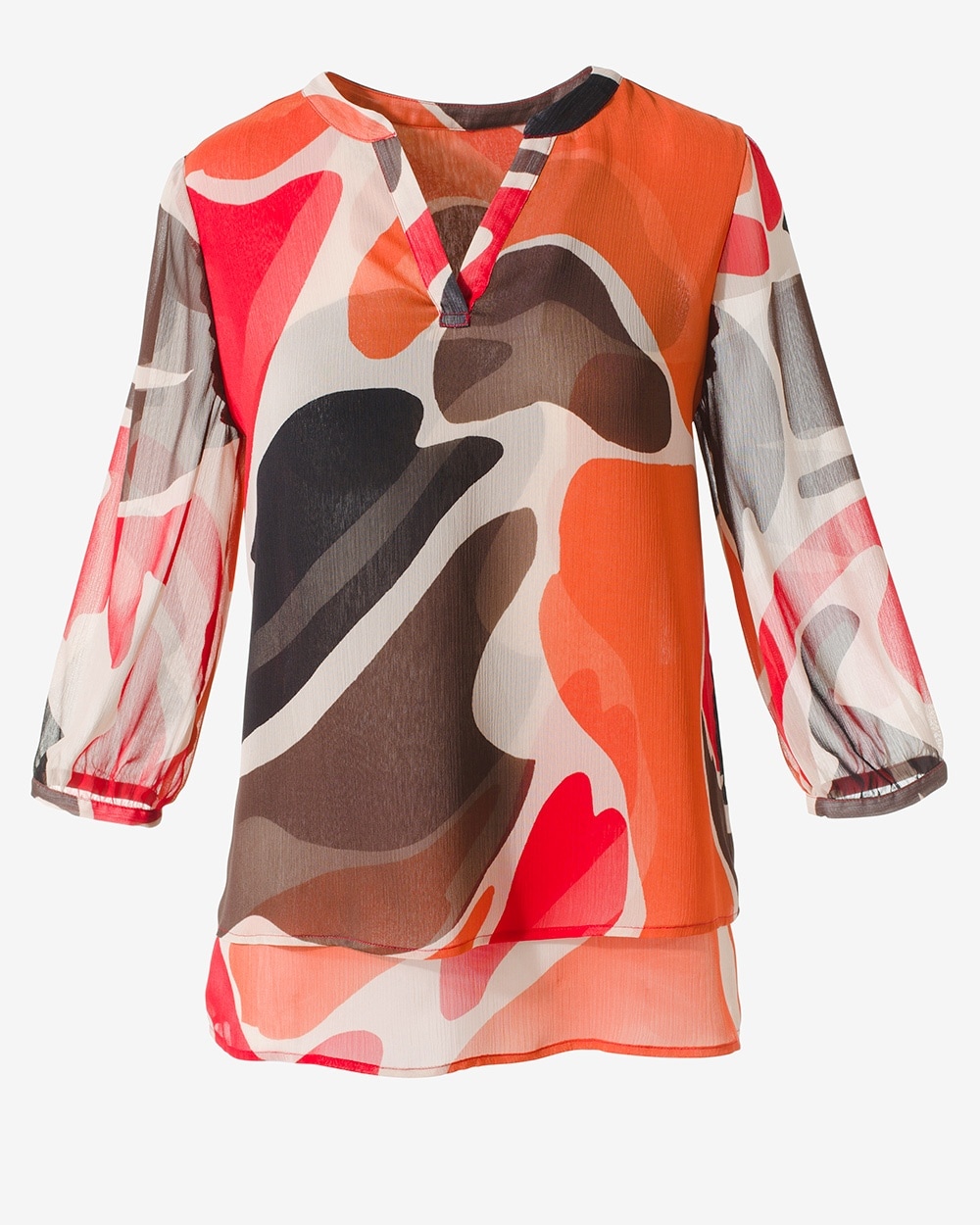 Abstract Camo Layered Pullover Tunic