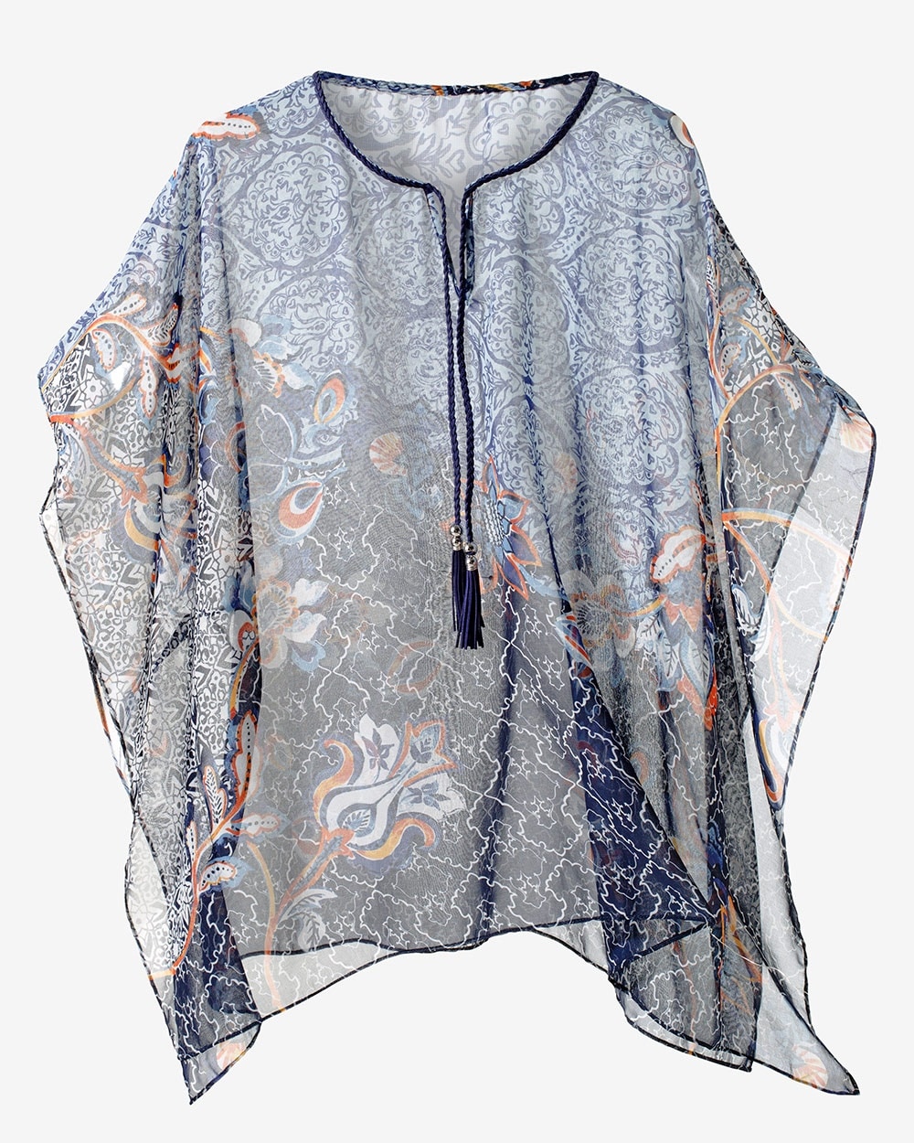 Exotic Floral Tie-Front Poncho