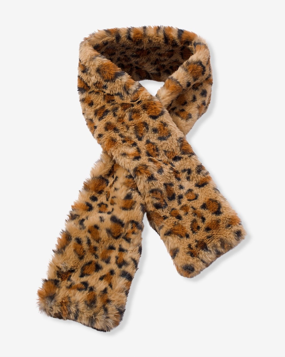 Leopard Faux-Fur Pull-Through Scarf