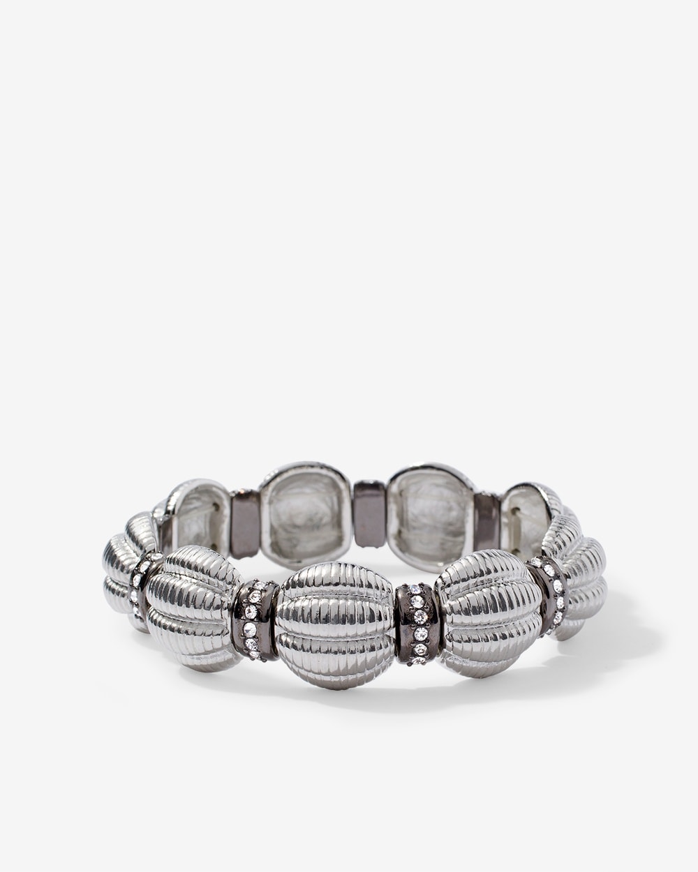 Scalloped Hematite-Metal Stretch Bracelet